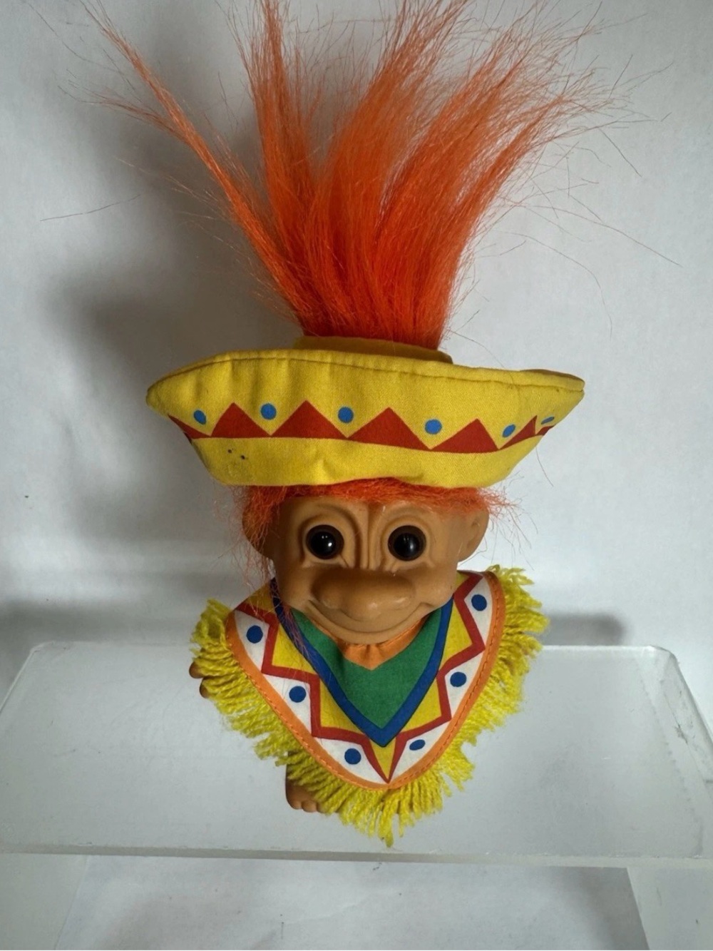 Russ Orange Hair Yellow Hat & Poncho Troll Doll